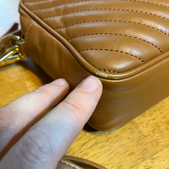 Quince Italian Leather  Quilted Crossbody Bag 6x8.5x3” Cognac  $229MSRP - Picture 9 of 14